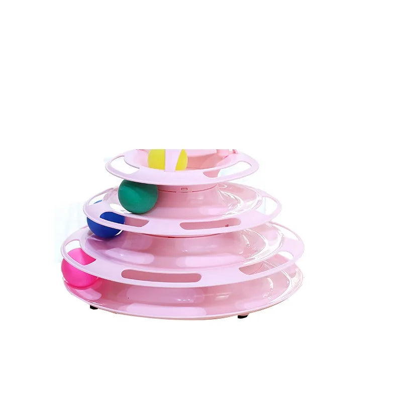 Cat turntable cat toy plastic turntable three-layer four-layer self-sport cat toy teasing cat stick to relieve boredom toys