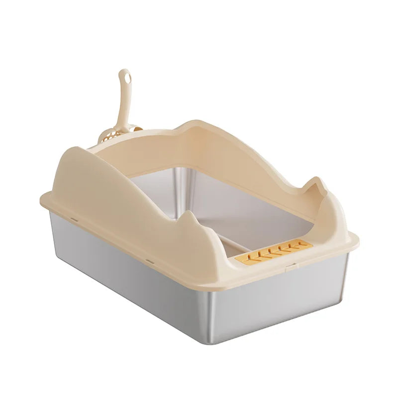 60CM Stainless steel cat litter box  Semi Enclosed Leak proof and odor proof Easy to clean Suitable for multi cat households