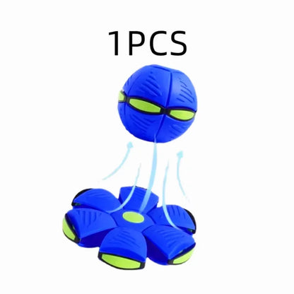 Pet Outdoor Fun Toys UFO Ball Magic Deformation Bouncing Ball Without LED Light Flying Puppy Toy Decompression Gift