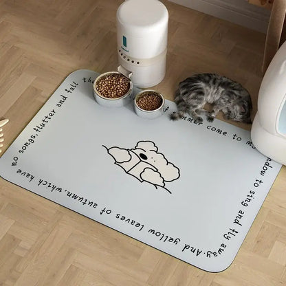 Line Puppy Rubber Placemat Cat Eating Floor Mat Absorbent Pet Supplies Dog Large Cat Litter Bowl Mat