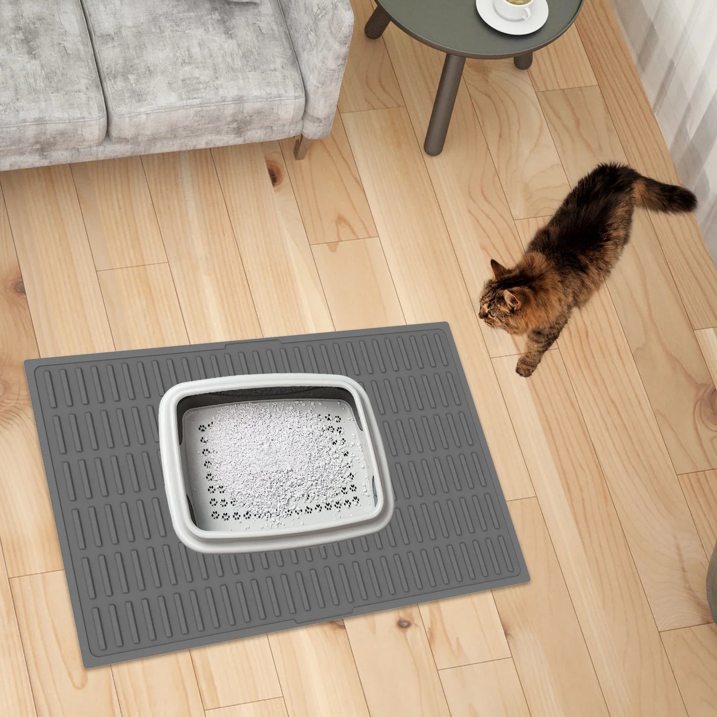Silicone Cat Litter Mat Waterproof Kitty Litter Trapping Mat Nonslip Single Layer Cat Box Litter Catcher Mat Pet Clean Supplies
