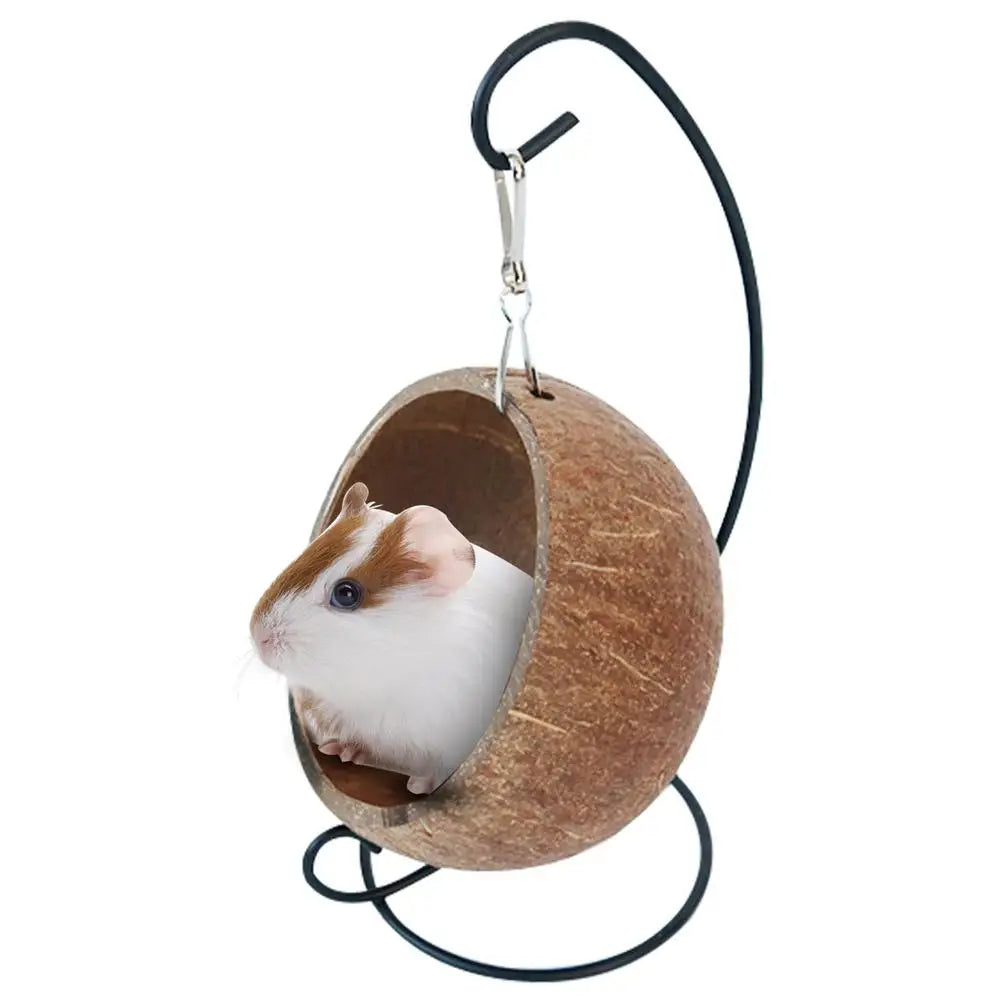 Hamster Coconut Hideout Suspension Coconut Shell Hamster Hideout Small Animal Suspension Coconut Hideout Habitat Decor Pet Cave