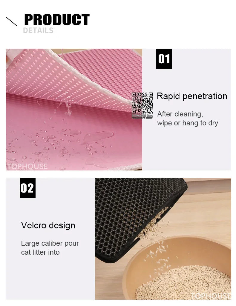60CMX90CM Cat Litter Mat Waterproof Double Layer Pet  Pet Toilet Cat Mat Nonslip Sand Cat Washable Mat Pet Clean