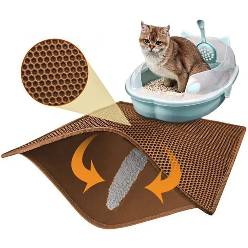 Pet Cat Litter Mat Double Layer Waterproof Urine Proof Non-slip Sand Cat Pad Washable Bed Mat Clean Pad Products Pet supplies