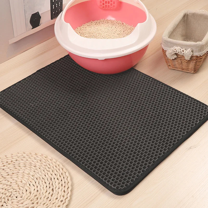 Pet Cat Litter Mat Double Layer Waterproof Urine Proof Non-slip Sand Cat Pad Washable Bed Mat Clean Pad Products Pet supplies