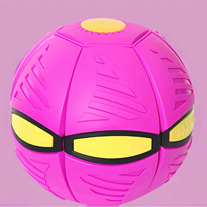 Pet Outdoor Fun Toys UFO Ball Magic Deformation Bouncing Ball Without LED Light Flying Puppy Toy Decompression Gift