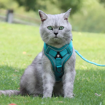 Cat Harness and Leash Set Escape Proof For Small Medium Dog Cat Breathable Reflective Adjustable Kitten Chest Strap Pet Supplies