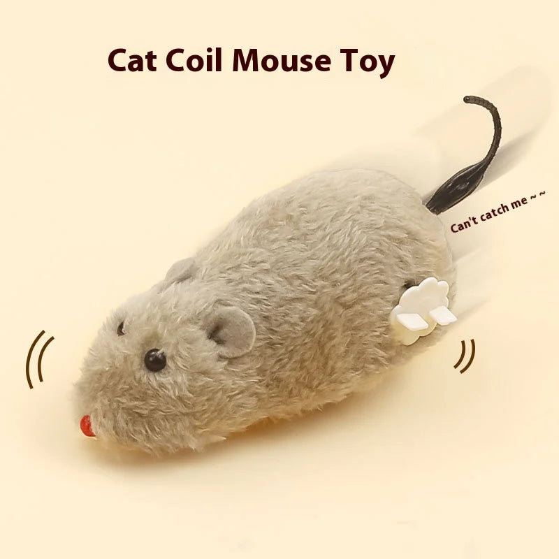 Fun and Interactive Plush Wind-Up Mouse Toy for Cats Dogs and Kids Mechanical Moving Animal Toy for Playtime and Pranks