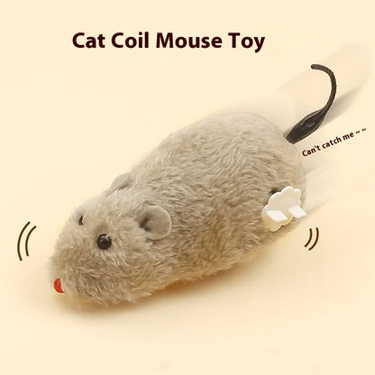 Fun and Interactive Plush Wind-Up Mouse Toy for Cats Dogs and Kids Mechanical Moving Animal Toy for Playtime and Pranks