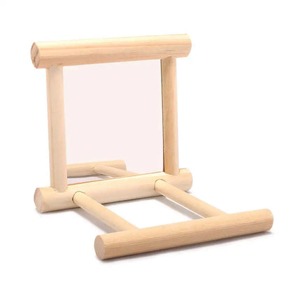 Bird Mirror Wooden Interactive Play Toy With Perch For Small Parrot Budgies Parakeet Cockatiel Conure Lovebird Cage Accessories
