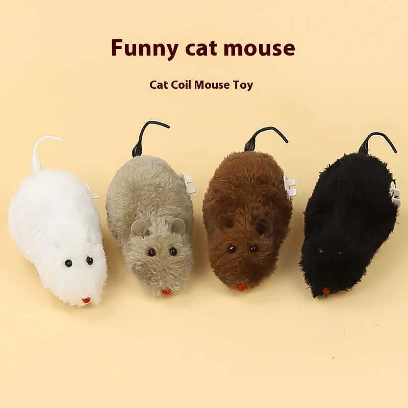 Fun and Interactive Plush Wind-Up Mouse Toy for Cats Dogs and Kids Mechanical Moving Animal Toy for Playtime and Pranks