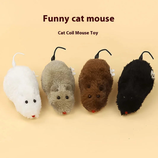 Fun and Interactive Plush Wind-Up Mouse Toy for Cats Dogs and Kids Mechanical Moving Animal Toy for Playtime and Pranks