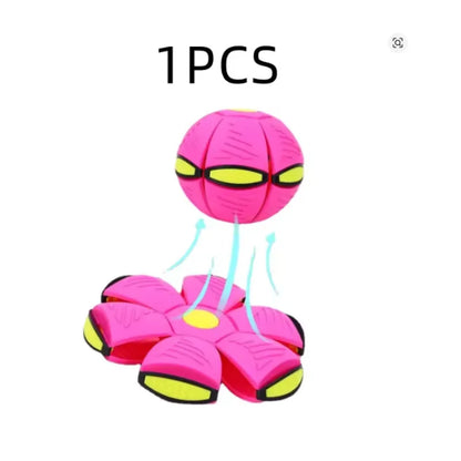 Pet Outdoor Fun Toys UFO Ball Magic Deformation Bouncing Ball Without LED Light Flying Puppy Toy Decompression Gift