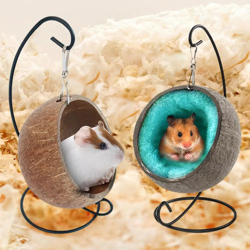 Hamster Coconut Hideout Suspension Coconut Shell Hamster Hideout Small Animal Suspension Coconut Hideout Habitat Decor Pet Cave