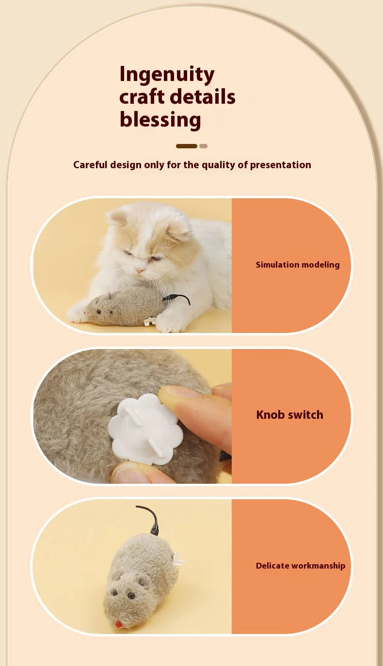 Fun and Interactive Plush Wind-Up Mouse Toy for Cats Dogs and Kids Mechanical Moving Animal Toy for Playtime and Pranks