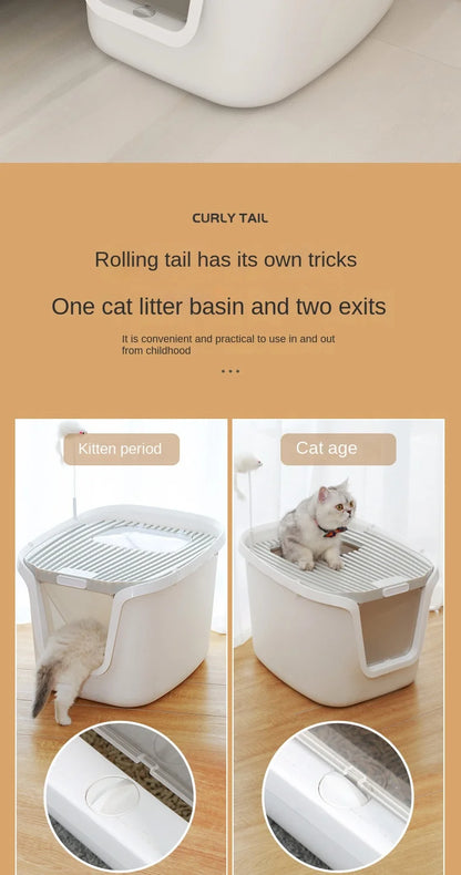 High Value Cat Litter Box Super Large Space Cat Toilet Lift Cover Clean Cats' Sandbox Multi-directional Access Litter Cat Box