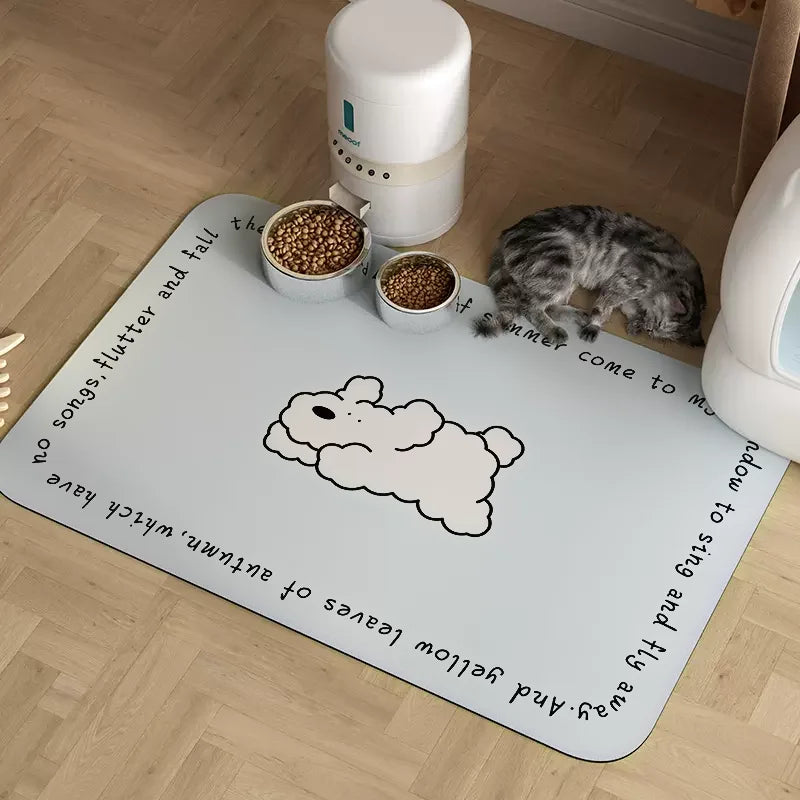 Line Puppy Rubber Placemat Cat Eating Floor Mat Absorbent Pet Supplies Dog Large Cat Litter Bowl Mat