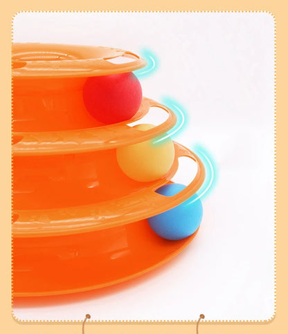 Cat turntable cat toy plastic turntable three-layer four-layer self-sport cat toy teasing cat stick to relieve boredom toys