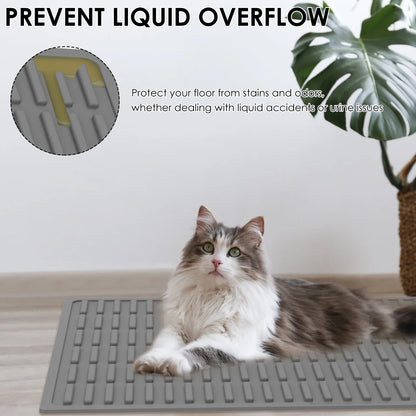 Silicone Cat Litter Mat Waterproof Kitty Litter Trapping Mat Nonslip Single Layer Cat Box Litter Catcher Mat Pet Clean Supplies