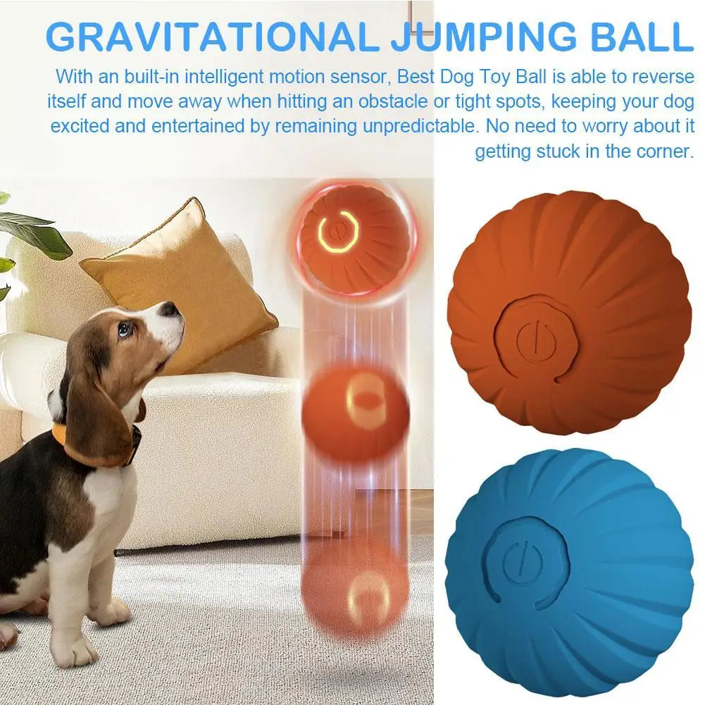 Automatic Moving Dog Toy Ball Smart Jumping Rotating Interactive Dog Chew Toy Ball for Puppy Ball Toys USB Charging