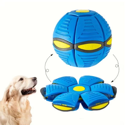 Pet Outdoor Fun Toys UFO Ball Magic Deformation Bouncing Ball Without LED Light Flying Puppy Toy Decompression Gift
