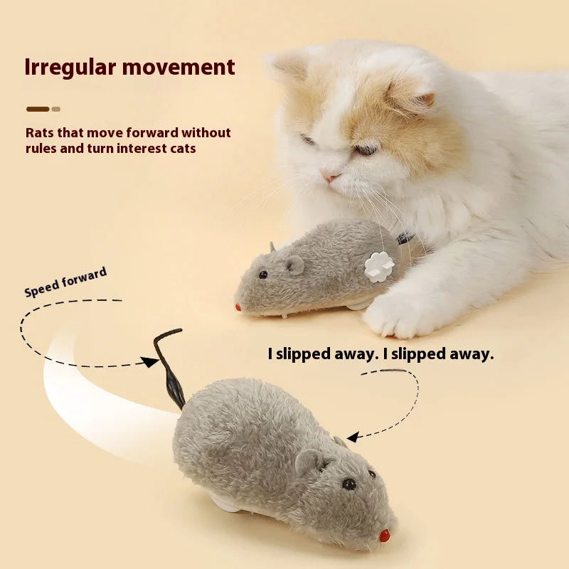 Fun and Interactive Plush Wind-Up Mouse Toy for Cats Dogs and Kids Mechanical Moving Animal Toy for Playtime and Pranks