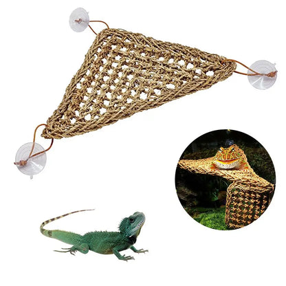 Reptile Lizard Hammock Hamster Grass Cushion Pet Bed Seagrass Hammock Swing Pet Reptile Toy Hanging Mattress Hanging Sofa