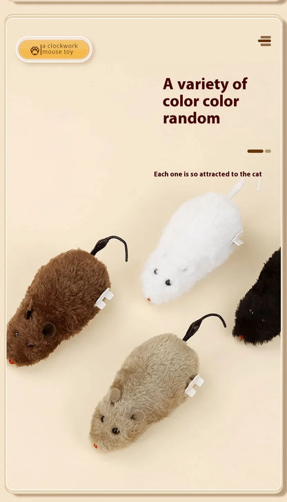 Fun and Interactive Plush Wind-Up Mouse Toy for Cats Dogs and Kids Mechanical Moving Animal Toy for Playtime and Pranks