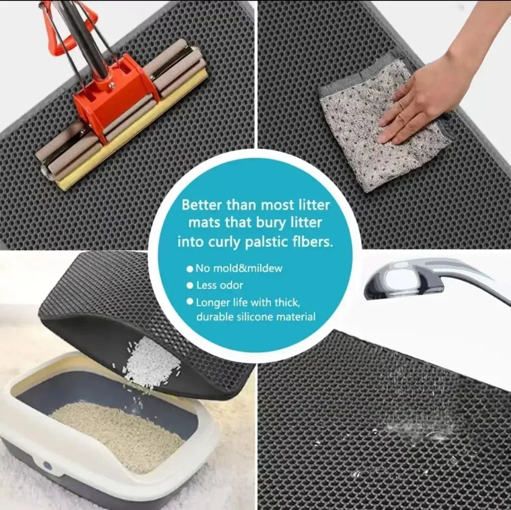 120X70CM Cat Sandbox Mat Cat Toilet Mat Non-slip Cat Litter Box Filter Mat Double layer Wear Resistant Big alfombra arenero gato