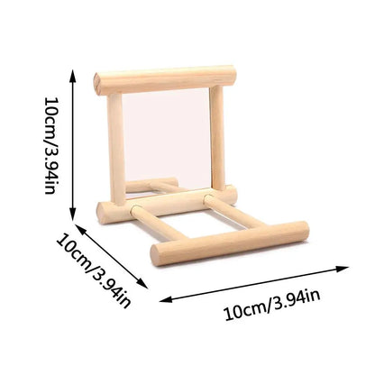 Bird Mirror Wooden Interactive Play Toy With Perch For Small Parrot Budgies Parakeet Cockatiel Conure Lovebird Cage Accessories