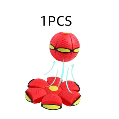 Pet Outdoor Fun Toys UFO Ball Magic Deformation Bouncing Ball Without LED Light Flying Puppy Toy Decompression Gift