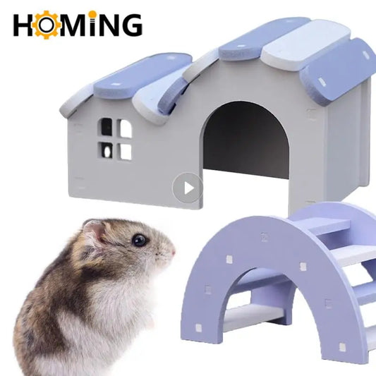 Hamster Slide Swing Seesaw Toy Pet Hamster House Villa Cage Ladder Exercise Toy For Hamster Mouse Rat Guinea Pig Assembled Toys