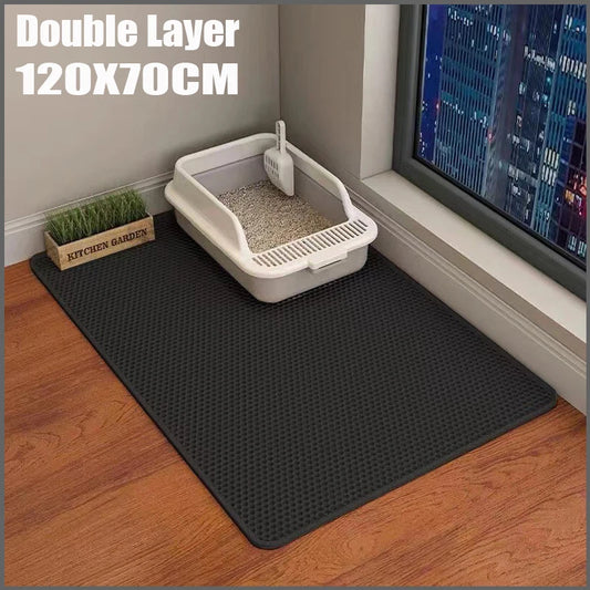 120X70CM Cat Sandbox Mat Cat Toilet Mat Non-slip Cat Litter Box Filter Mat Double layer Wear Resistant Big alfombra arenero gato