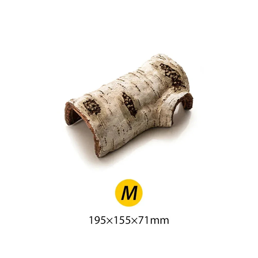 Resin Large Reptile Hide Wooden Bark Appearance Hideout House Hiding Cave Shelter For Reptile Habitat Decoration