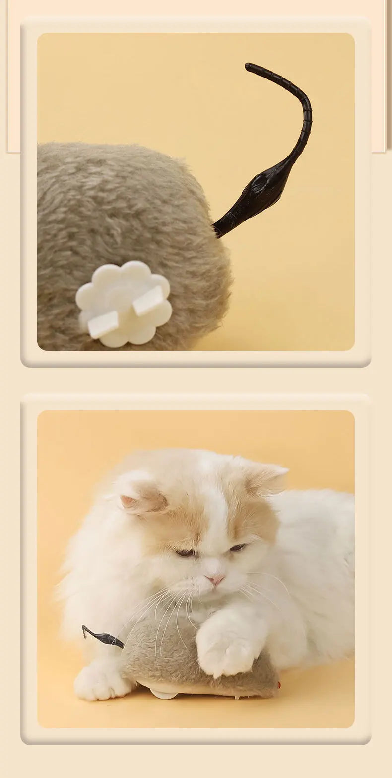 Fun and Interactive Plush Wind-Up Mouse Toy for Cats Dogs and Kids Mechanical Moving Animal Toy for Playtime and Pranks