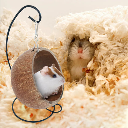Hamster Coconut Hideout Suspension Coconut Shell Hamster Hideout Small Animal Suspension Coconut Hideout Habitat Decor Pet Cave