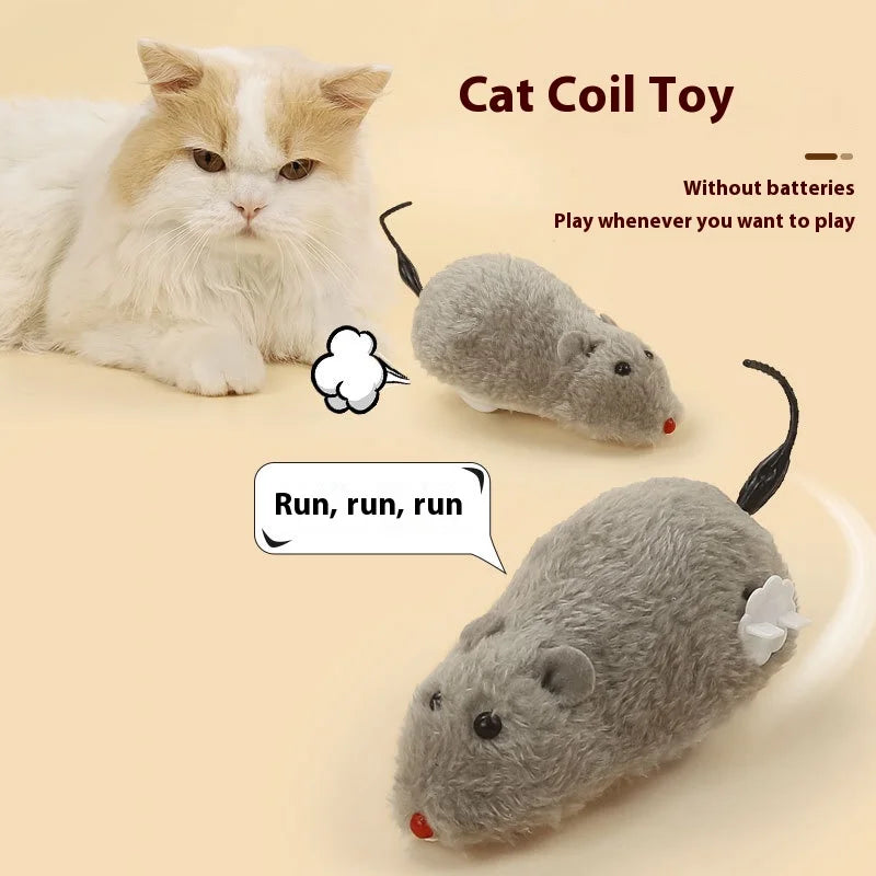 Fun and Interactive Plush Wind-Up Mouse Toy for Cats Dogs and Kids Mechanical Moving Animal Toy for Playtime and Pranks