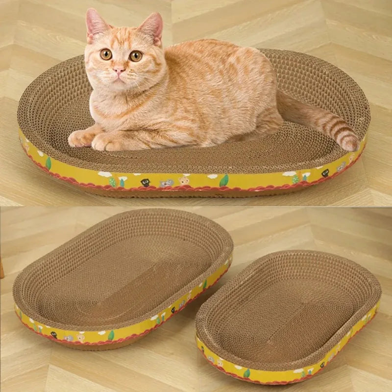 Cat Scratching Board Protect Furniture Grinding Claw Toys Oval Corrugated Paper Wear-resistant Cat Nest Cat Accessories