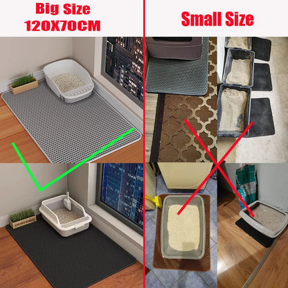 120X70CM Cat Sandbox Mat Cat Toilet Mat Non-slip Cat Litter Box Filter Mat Double layer Wear Resistant Big alfombra arenero gato