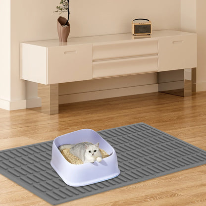 Silicone Cat Litter Mat Waterproof Kitty Litter Trapping Mat Nonslip Single Layer Cat Box Litter Catcher Mat Pet Clean Supplies