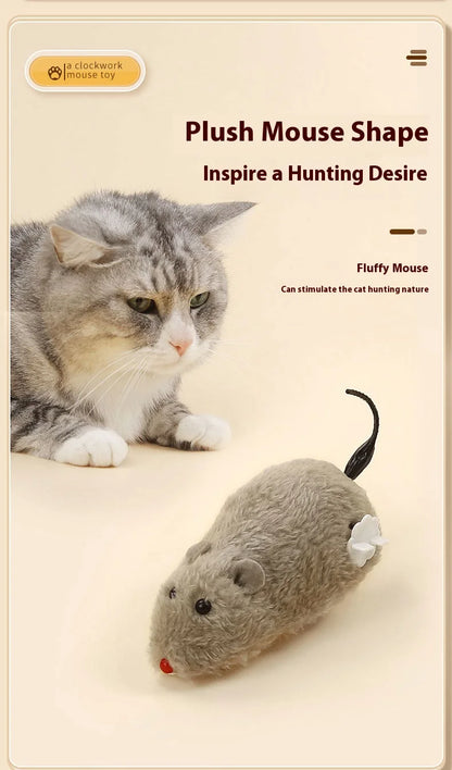 Fun and Interactive Plush Wind-Up Mouse Toy for Cats Dogs and Kids Mechanical Moving Animal Toy for Playtime and Pranks