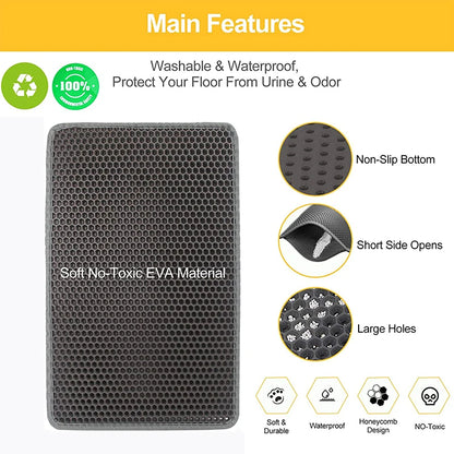 Pet Cat Litter Mat Double Layer Waterproof Urine Proof Non-slip Sand Cat Pad Washable Bed Mat Clean Pad Products Pet supplies