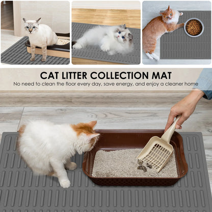 Silicone Cat Litter Mat Waterproof Kitty Litter Trapping Mat Nonslip Single Layer Cat Box Litter Catcher Mat Pet Clean Supplies