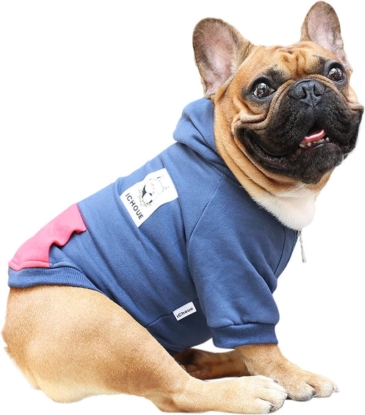 Ichoue I Am a French Bulldog Clothes Hoodies for Dogs Puppy Frenchie Pug English Boston Terrier Bully Pitbull Sweatshirt Sweater Clothing Cold Weather Winter Coats - Navy/Medium