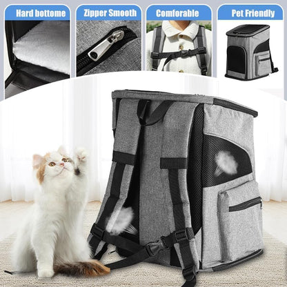 Pet Steel Wire Backpack for Easy Travel & Comfort Foldable Pet Bag Dog Backpack Cat Carrier Bag Pet Bag with Good Privacy Standard Pet Backpack for Cats Dogs Rabbits Birds Small Animals (Blue, L)