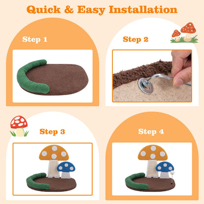 Mushroom Cat Bed with Wide Large Platform and Sisal Scratching Panel