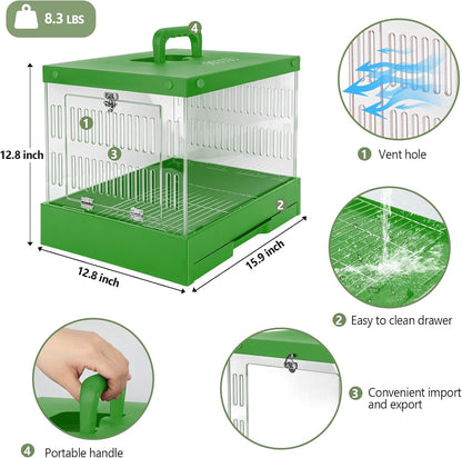Cat Carrier Hard Pet Dog Rabbit Reptile Carrier 360° View of Your Pet Suitable Small Medium 15.9" X 12.8" X 12.8" Pet Travel Indoor Outdoor Pet Carrier (Green)
