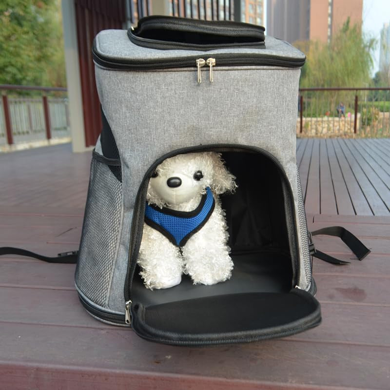 Pet Square Backpack, Privacy-Focused Carrier for Cats and Dogs, Portable Travel Bag (Black, M: 38X29X42CM)