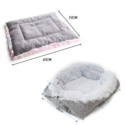 Pet Cat Bed Cushion Comfortable Donut round Plush Kennel Pet Dog Nest Bed Winter Ultra Soft Washable Pet Bed for Dogs Cats