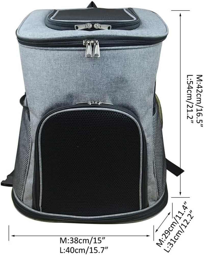 Pet Square Backpack, Privacy-Focused Carrier for Cats and Dogs, Portable Travel Bag (Black, M: 38X29X42CM)